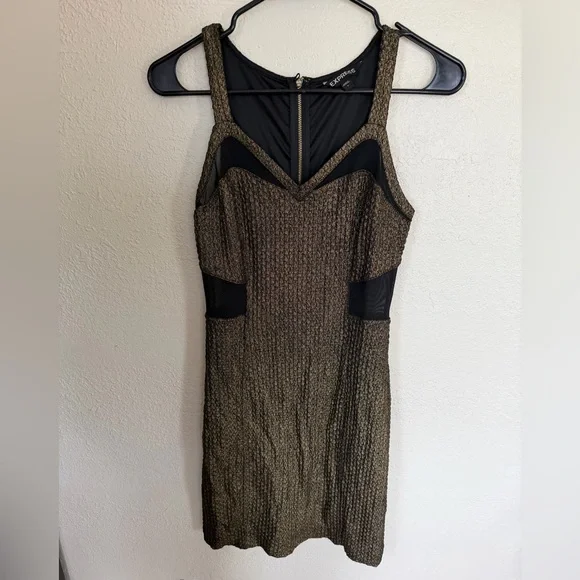 Express Black and Gold Mini Dress - Picture 2 of 7